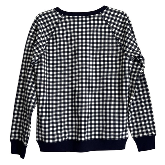 Draper James White/ Dark Navy Blue Gingham Long Sleeve Sweatshirt Sz: Sm… - Picture 2 of 7